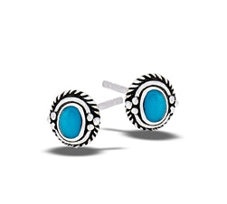 Welman’s Oval Turquoise Braided Granulation Silver Studs feature oval turquoise stones framed by braided and granulated sterling silver, offering a comfortable, mask-friendly design ideal for everyday wear.