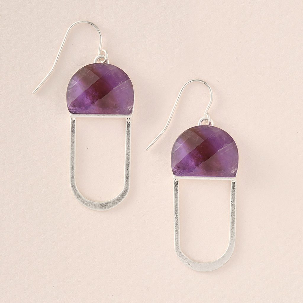 Modern Stone Earring Amerthyst Silver