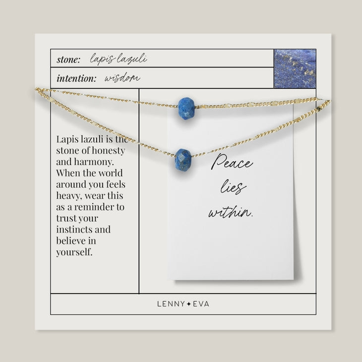 Layered Necklace, Lapis Lazuli 15-17in. Gold