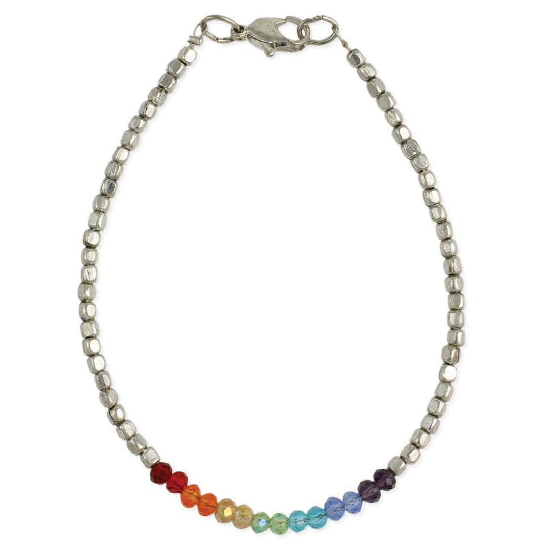 Silver Rainbow Sparkle Anklet