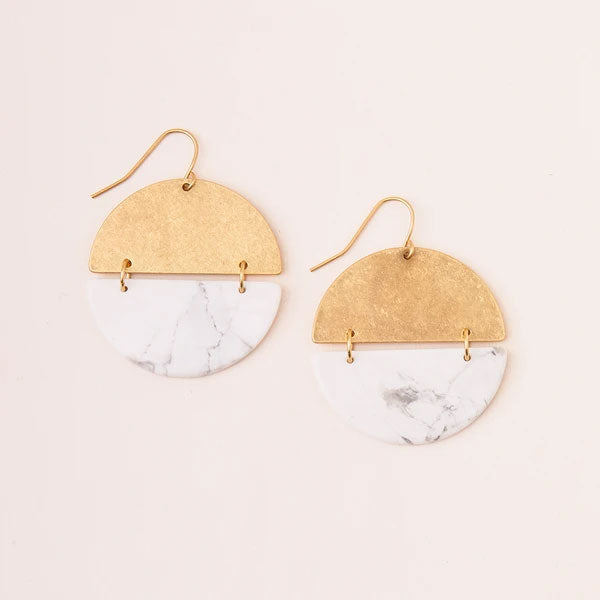 Full Moon Earring Howlite/Gold