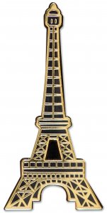 Introducing the elegant Eiffel Tower Pin by PeterPauperP, crafted in exquisite hard enamel with a striking gold and black design. Its perfect size brings a touch of sophistication to any outfit. Beautifully presented in a gift box, it makes an ideal present for loved ones.