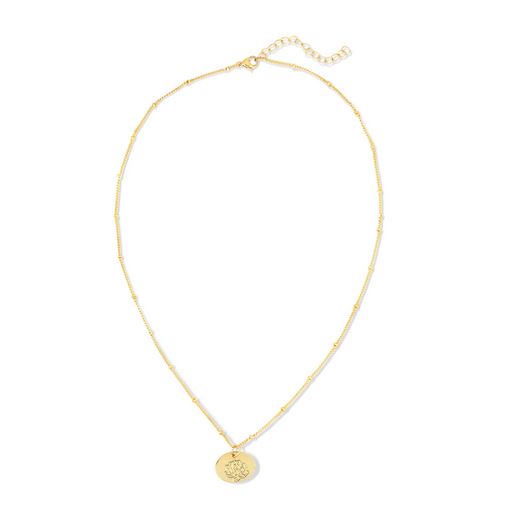 This gold-dipped necklace features a Birth Flower July Lotus pendant by LuckyFeather. The chain is designed with small links and an adjustable clasp. Its smooth, reflective pendant adds a simple yet elegant touch, making it ideal for those seeking personalized jewelry with timeless appeal.