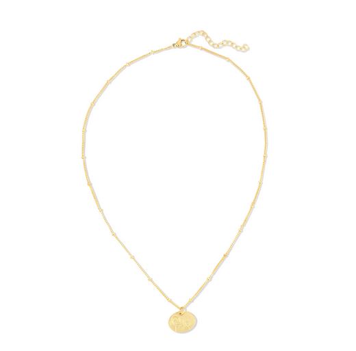 A delicate 14k gold-dipped necklace by LuckyFeather, featuring a thin chain and a round pendant engraved with the charming Birth Flower June Rose design.