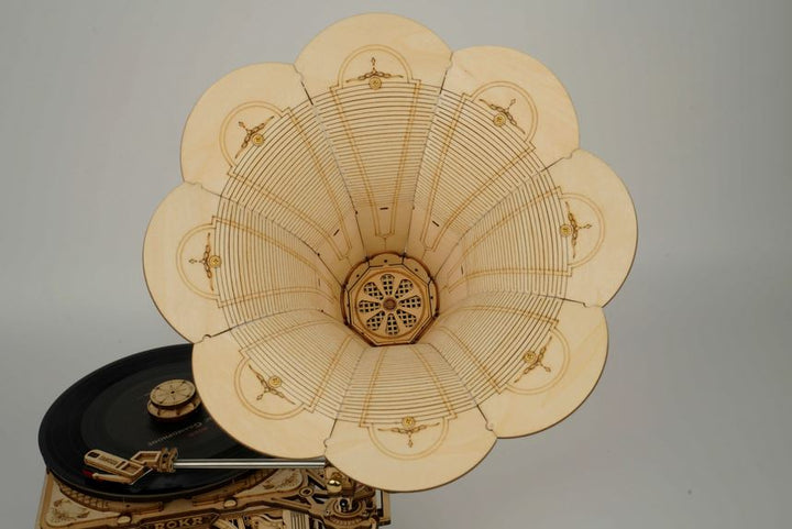 DIY Wooden Puzzle: Crank Classic Gramophone