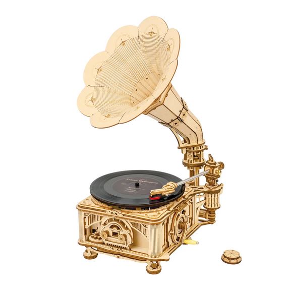 DIY Wooden Puzzle: Crank Classic Gramophone