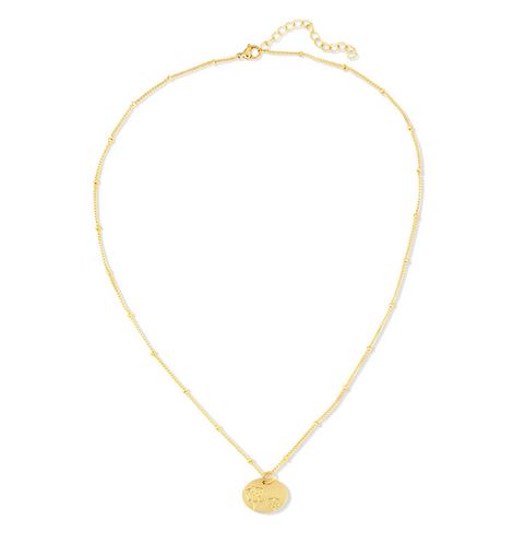 The Birth Flower October Marigold necklace by LuckyFeather is a delicate 14k gold-dipped accessory, featuring small, evenly spaced beads along the chain and an oval-shaped pendant adorned with a tiny engraved paw print. The necklace also includes an adjustable extender chain with a secure lobster clasp.