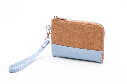 Cameron Wristlet - Smokey Blue and Cork - Across The Way