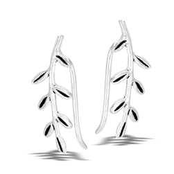 The "Alternating Leaves Silver Stud" by Welman features delicate branches with small, almond-shaped leaves, providing a mask-friendly accessory that perfectly complements the height of your face.