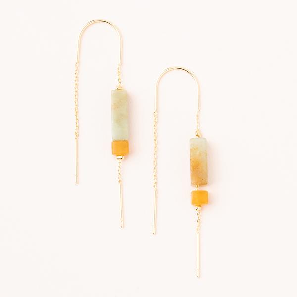 Thread Earring Amazonite/Amber/Gold - Across The Way