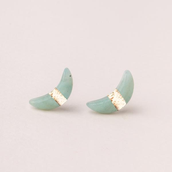 Moon Stud Amazonite/Gold - Across The Way