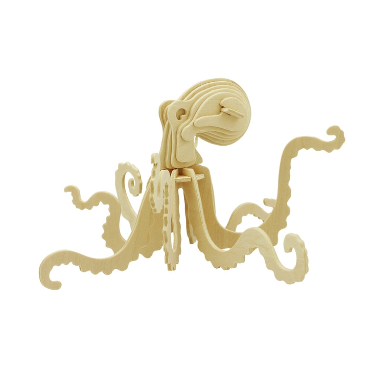 The Hands Craft DIY Octopus 3D Wooden Puzzle is a captivating assembly model featuring intricate, swirling tentacles set against a white background. Perfect for educational use, it highlights the natural wood grain and interlocking pieces in a creative and artistic design.