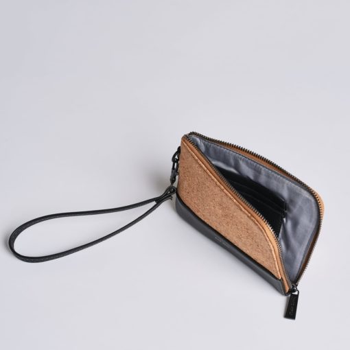 Cameron Cork Wristlet - Black w Cork - Across The Way