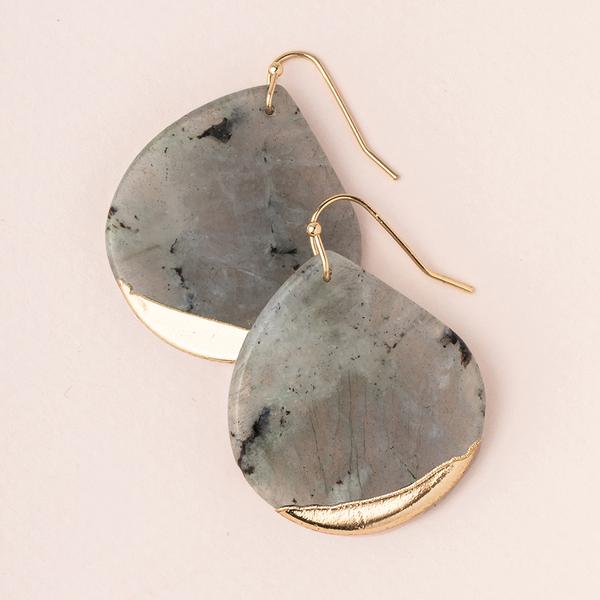 Dipped Teardrop Earring Labradorite/Gold - Across The Way