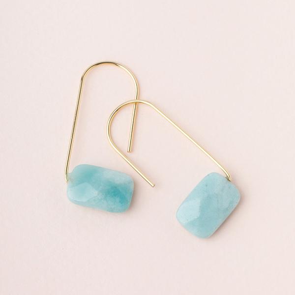 Floating Earring Amazonite/Gold - Across The Way