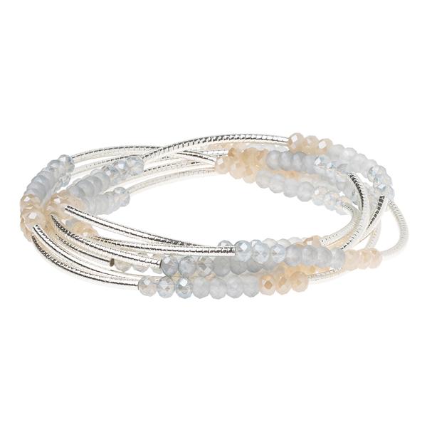 Product Name: Wrap Mist Combo/silver - Why Not Have a Big  
Brand Name: Scout Jewelry  

A delicate bracelet from Scout Jewelry, named the Wrap Mist Combo/silver - Why Not Have a Big, features multiple strands adorned with small, semi-transparent crystal beads in light pastel shades. The beads are interspersed with thin silver-colored strands, creating a layered and elegant appearance that makes it an ideal gift for any occasion.