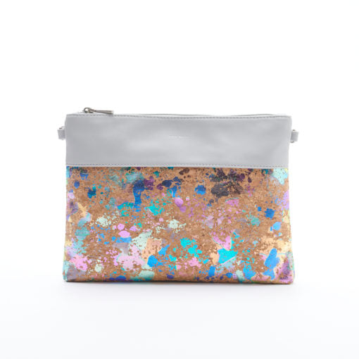 Nicole Pouch Large - Grey Metallic / Cork - Across The Way