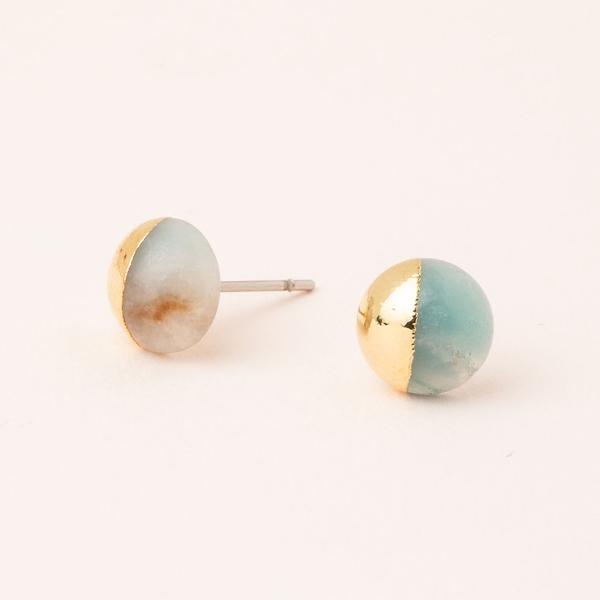 Stud Earring Amazonite/Gold - Across The Way