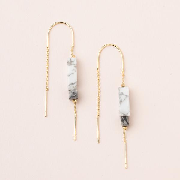 Thread Earring Howlite/Black/Gold - Across The Way