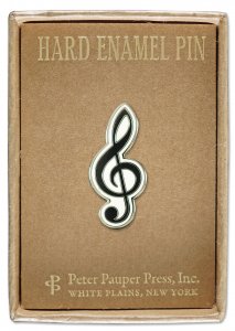 The Treble Clef Pin by PeterPauperP, elegantly crafted in hard enamel, is a must-have for any collection. Presented in a charming gift box, it's the perfect keepsake for music lovers.